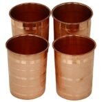 JaipurCrafts Set of 4 Pure Copper Luxury Glass Tumbler Cup 250 ML Each - for Home and Office (Drinking Serving Water, Yoga Ayurveda) - Fast Shipping to USA & Canada - Image 2