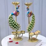 CraftVatika Elegant Metal Peacock Candle Holder -for Home Decoration Diwali, Intricate Design Tealight Candle Holders for Home Diwali Decor, Handpainted Tealight Candle Holder (Double Side) - Fast Shipping to USA & Canada - Image 2