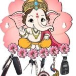 Webelkart Premium Printed Wooden Cute Ganesha Key Holder for Home/Office Decor, Key Hanger for Wall Decor. (10" Inches) - Fast Shipping to USA & Canada
