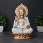 Global Grabbers New Sitting Buddha Statue showpiece Idol Home Decor Items for Living Room and Gifts (White Golden) - Fast Shipping to USA, Canada & India - Image 2
