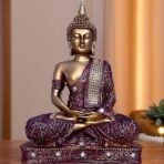Global Grabbers New 25 Centimetre Meditating Sitting Buddha Statue showpiece Idol Home Decoration Items for Living Room Decor and Gifts (Red Golden) - Fast Shipping to USA, Canada & India - Image 4