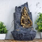 Global Grabbers Polyresin Table Top Indoor Outdoor Water Fall Fountain with LED Lights Home Decor Decoration Gift Gifting Items-GOL_BLK-SF72-(000) - Fast Shipping to USA, Canada & India - Image 2