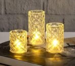 VRB Dec 3Pcs Pillar Candles Acrylic Flameless & Smokeless Decorative Candles Led Tea Light Candle Perfect For Gifting, Home,Diwali, Christmas,Decorative Candle,Birthday (Model - 3),Transparent - Fast Shipping to USA & Canada