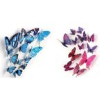 Xtore Plastic 3D Home Build Beautiful Butterfly with Sticking Pad (Ocean Blue) -Set of 12 & Xtore Plastic 3D Butterfly Sticker with Sticking Pad (Shimmer Purple) -Set of 12 Pieces - Fast Shipping to USA & Canada