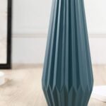 VRB Dec 1Pcs Narrow Striped Plastic Ceramic, Flower, Pampas Grass,Vase for Flower,Vase for Plants,Home Decor Centrepiece for Home, Office,Living Room Decor (Blue Color) - Fast Shipping to USA & Canada