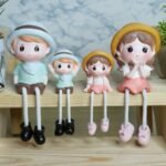 VRB Dec 4 Pcs Hanging Legs Showpiece Cute Boy & Girl,Toy Cute Couple Figurines/Leg Hanging Dolls For Home Decor/Decorative Items Valentine Gift For Girlfriend,Boyfriend (Model - 08), Multicolour - Fast Shipping to USA & Canada