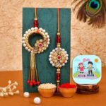 CraftVatika Rakhi for Brother and Bhabhi Evil Eye Rakhi Set for Brother Bhaiya Bhabhi rakhi Combo with Fridge Magnet Gift, Rakshabandhan Rakis Set of 2, Fridge Magnet Gift for Men Women - Fast Shipping to USA & Canada