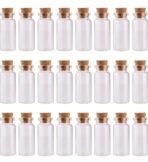 VRB Dec Tm Mini/Tiny Glass Jars With Wood Cork Stoppers,Wishing/Message Bottle For Decorations Lovely Small Wish Bottle Tiny Clear Empty Wishing Message Vial With Cork Jars(Pack Of 12 Pcs),Black - Fast Shipping to USA & Canada