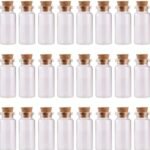 VRB Dec Tm Mini/Tiny Glass Jars With Wood Cork Stoppers,Wishing/Message Bottle For Decorations Lovely Small Wish Bottle Tiny Clear Empty Wishing Message Vial With Cork Jars(Pack Of 12 Pcs),Black - Fast Shipping to USA & Canada