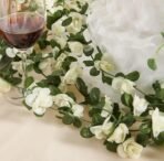 VRB Dec 1 Pcs Artificial Flowers Vine Silk Roses Garland Fake (6 ft Long) Flowers Silk Roses Garland for Wedding Decorations Diwali/Ganpati/Christmas Garden Wall Valentine (White Rose Garland) - Fast Shipping to USA & Canada