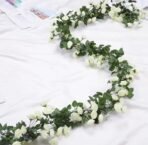 VRB Dec 1 Pcs Artificial Flower Vine Garlands Hanging Artificial Flowers for Decoration Small Peony Roses Garland (6 ft Long) Flowers Silk Peony Roses for Diwali/Ganpati/Christmas. (White) - Fast Shipping to USA & Canada