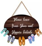 Webelkart Premium Wooden Please Leave Your Shoes and Slippers Outside Wall Hanging For Office Decor,Door Wall Hanging Shop And Clinic,Wooden Wall sculpture (12 x 8 Inches) - Fast Shipping to USA & Canada