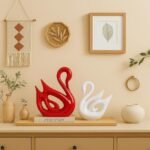Xtore Lucky Swan Couple Piano Finish Ceramic Figures for Home Decor (Set of 2 Pc, Large, White & Red) - Fast Shipping to USA & Canada