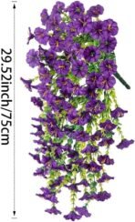 VRB Dec 2 Pcs Artificial Daisy Greenery Hanging Fern Plants Vines Fake Ivy Hanging Flowers Vine Wall Hanging for Home Decor,Wall,Balcony Decoration. (2, Violet Daisy Fern Hanging) - Fast Shipping to USA & Canada - Image 2