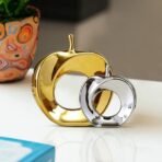 Xtore Beautiful Golden and Silver Hollow Apple Ornament Ceramic Home Decor Showpiece (Pack of 2,Silver & Golden) - Fast Shipping to USA & Canada