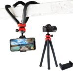 Xtore Flexi Tripod with 360? Rotation for All DSLR and Mobile Phone with Free Phone Holder Clip - (Pack of 1, Black and Red) - Fast Shipping to USA & Canada