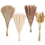 VRB Dec 95 Pcs Set 17inch Natural Dried Pampas Grass,Real Rabbit Bunny Tail,Reed Pampas,Boho Bouquet,Artificial Flowers Decor for Table Vase Home Decoration. (95 Pcs Dried Flower Set) - Fast Shipping to USA & Canada