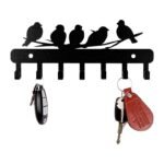 Sehaz Artworks Metal Key Holder for Home | Bird Key Hooks | Key Holder for Home Decor Stylish | Key Stand for Wall (7 Hooks, Black) - Fast Shipping to USA & Canada
