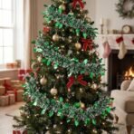 CraftVatika Pack of 2 Christmas Garlands for Xmas Tree Decoration Items, Christmas Tinsel Holly Leaf Garland for Home Office Decor, Home Office, Door, Staircase, Balcony, Party Decoration (2 Pc) - Fast Shipping to USA & Canada - Image 2