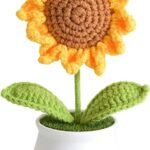 VRB DecTM 1 Pcs Crochet Flowers Artificial Sunflower for Office Desk Car Dashboard Decor,Home Decoration, Office, Bedroom, Christmas Decor, Wedding (Sunflower Pot) - Fast Shipping to USA & Canada