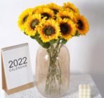 VRB Dec Plastic 5Pcs Artificial Sunflower Flowers/Artificial Sunflower Big Size/Sunflower Artificial Bouquet For Decoration/Decorative Items For Home,Bedroom (Sunflower Sticks Long), Yellow - Fast Shipping to USA & Canada