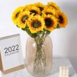 VRB Dec Plastic 5Pcs Artificial Sunflower Flowers/Artificial Sunflower Big Size/Sunflower Artificial Bouquet For Decoration/Decorative Items For Home,Bedroom (Sunflower Sticks Long), Yellow - Fast Shipping to USA & Canada
