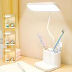 One94Store Plastic 3-In-1 LED Desk Lamp With Pen & Phone Holder | Touch Sensor, USB Rechargeable Study Lamp | 3 Light Modes, Eye Protection, Night Light For Study, Office, Bedroom (Yellow) - Fast Shipping to USA & Canada