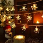 One94Store Snowflake String Fairy Lights - 3 Meter Waterproof Warm White LED Fairy Light with 14 Snowflake LEDs, Extendable Decorative Lights for Christmas, Home, Garden & Wedding DECOR - Fast Shipping to USA & Canada - Image 2
