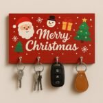 Webelkart Premium Christmas Wooden Key Holder for Home and Office Decor (Design -2) - Fast Shipping to USA & Canada