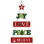 Webelkart Premium Decorative Christmas Wall Hanging Wooden Art Decoration Item for Home | Office | Living Room | Bedroom (Joy Love Peace Believe) - 30 x 11 inches - Fast Shipping to USA & Canada
