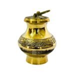 Brass Kamandal | Gangajali | Kalash | Lota | Patra with Lid | Holy Water Pot for Gangajal | Ideal for Temple | Home & All Poojas (10.5 CM x 4.5 CM) - Fast Shipping to USA & Canada