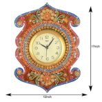 JaipurCrafts Wood Handcrafted Kundan Studded Wall Clock (Multicolour, 11.8 Inch X 0.4 Inch X 16.9 Inch) - Fast Shipping to USA & Canada - Image 2