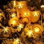 One94Store Snowflake String Fairy Lights - 3 Meter Waterproof Warm White LED Fairy Light with 14 Snowflake LEDs, Extendable Decorative Lights for Christmas, Home, Garden & Wedding DECOR - Fast Shipping to USA & Canada - Image 3