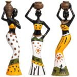Xtore Beautiful Finish Uniquely Hand Crafted Home Dcor African Tribal Women Art Piece Handicraft Resin (Set of 3, Multicolour) - Fast Shipping to USA & Canada