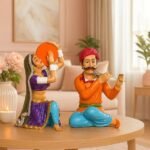 Xtore Resin Rajasthani Traditional Musical Couple Decorative Showpiece for Home Decor (Pack of 2, Multicolor) - Fast Shipping to USA & Canada