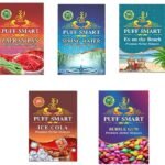 PUFF SMART Premium Herbal Flavor Zafran Pan, Spring Water, Ex on the beach, Ice Cola, Bubblegum Combo (Pack Of 6) (100% Nicotine and Tobacco Free) - Fast Shipping to USA & Canada