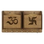 Sehaz Artworks Mobile Holder for Wall | Wooden Key Holder for Home | Key Stand | Key Hanger | Key Chain Holders for Wall (7 Hooks, MDF Beige) - Fast Shipping to USA & Canada