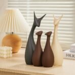 Xtore Home Decor Lucky Deer Family Matte Finish Ceramic Figures - (Set of 4, Matte Brown) - Fast Shipping to USA & Canada