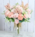 VRB Dec 1 Pcs Artificial Flower Bunch Dahlia,Lily,Roses Flowers Sticks,Lily Artificial Flowers for Home Decor,Bedroom, Living Room, Table, Balcony, Office, Wedding, Pooja (Blush Peach) - Fast Shipping to USA & Canada