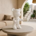 Xtore Modern Abstract Bear Figurine | Resin Home Decor Accent | Contemporary Art Piece | Unique Decor for Living Room, Office, or Shelf | Creative Gift Idea (White) - Fast Shipping to USA & Canada