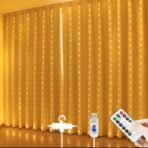 One94Store Plastic Fairy Curtain String Lights for Wall Decoration, Warm White USB Powered 300 LED's, 8 Flashing Modes, Window Backdrop Lights for Bedroom, Party, Diwali, Christmas - 3x3 Meter - Fast Shipping to USA & Canada