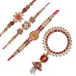 Webelkart |Combo Of 4 Rakhi For Brother Bhaiya Bhabhi And Kids with Beautiful Rakshabandhan Greetings Card//Krishna Rakhi/Rakhi Gifts For Brother Bhaiya Bhabhi Rakhi| - Fast Shipping to USA & Canada