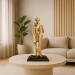 Xtore Stylish Modern Looking Couple Resin Romantic Figurine Statue for Home Decor (Pack of 1, Golden Brown) - Fast Shipping to USA & Canada