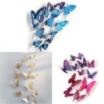 Xtore Plastic 3D Butterfly Wall Stickers with Sticking Pad, Ocean Blue (Set of 12), Shimmer Golden (Set of 12) and Shimmer Purple (Set of 12) - Fast Shipping to USA & Canada