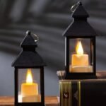 VRB Dec 2 Pcs Small Antique LED Lantern Pillar Candles Acrylic Flameless & Smokeless Decorative LED Tea Light Candle Perfect for Gifting, Home,Diwali, Christmas,Decorative Candles,Birthday (Model 5) - Fast Shipping to USA & Canada