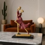 Xtore Elegant Dancing Couple Figurine | Resin Home Decor Accent | Luxury Art Piece for Living Room, Dining Room, or Entryway | Romantic and Graceful Design - Fast Shipping to USA & Canada