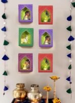 CraftVatika Jharokha Diyas Set of 6 Diwali Decoration Items, Wall Hanging Decor Items Home Decor Festive Decor Items, DIY Craft Traditional Jharokha Box for Hanging - Fast Shipping to USA & Canada