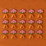 CraftVatika Haldi Kumkum Return Gifts in Bulk Festive Decor, Pasupu Haldi Bottle Lotus Cutout, Thamboolam Return Gifts for Wedding, Pooja, Rakhi, Navratri Diwali Gift for Family and Friends (15 Pcs) - Fast Shipping to USA & Canada