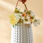 VRB DecTM Big Plastic Ceramic Vase With Handle for Flowers, Pampas Grass, Plants - Home, Office, Living Room Centerpiece (White) - Fast Shipping to USA & Canada