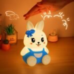 One94Store Blue 7-Color Silicone Rabbit Night Lamp | Soft Squishy Cute Rabbit LED Bedside Light with Tap Control, Nursery Sleep Light, Rechargeable Baby Night Lamp for Bedroom & Home DECOR - Fast Shipping to USA & Canada